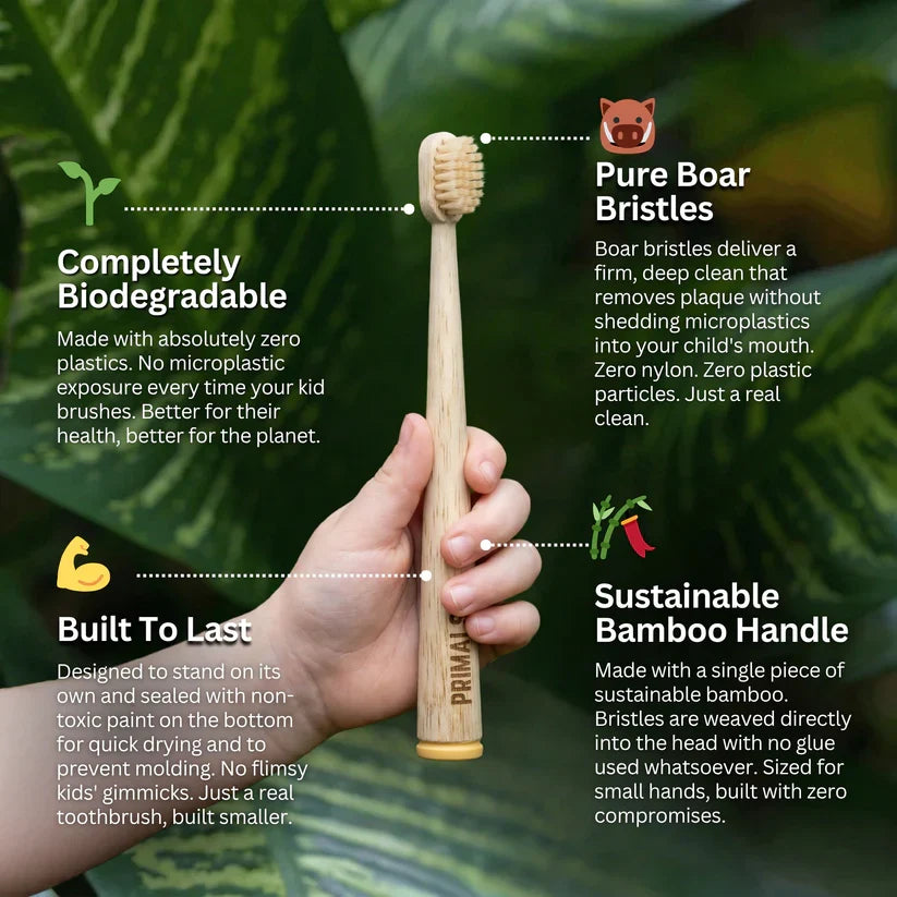 Kids Boar Bristle & Bamboo Toothbrush (4 Pack)