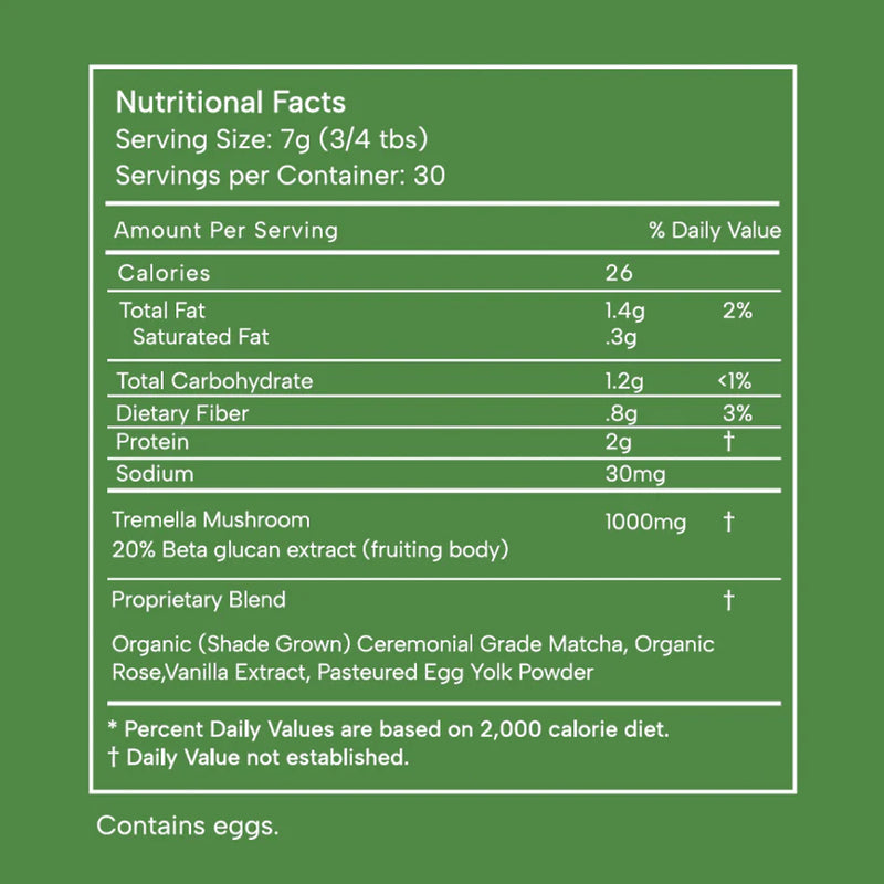 Nutrition Facts for Cool Girl Matcha®