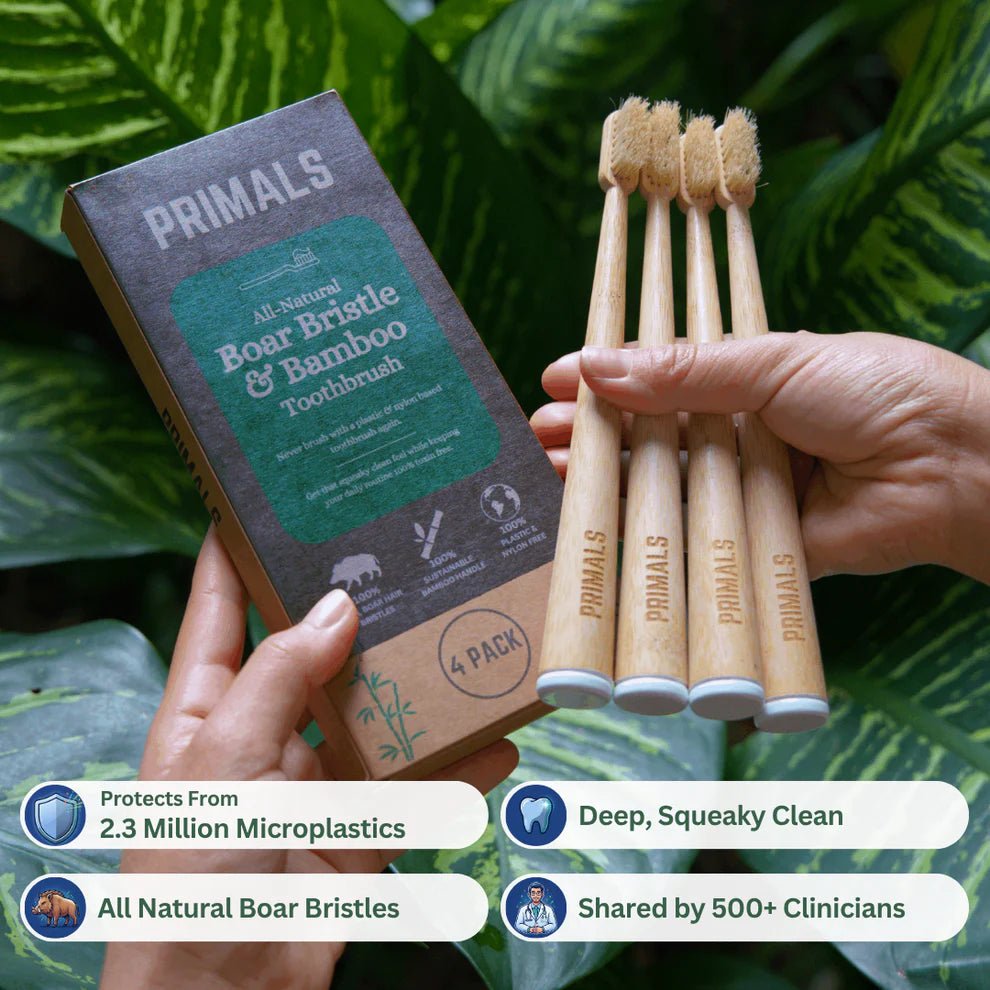 Boar Bristle & Bamboo Toothbrush (4 Pack) - WellHaus