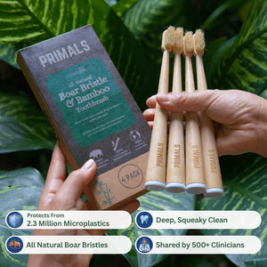 Boar Bristle & Bamboo Toothbrush (4 Pack) - WellHaus