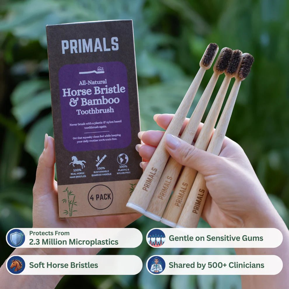Horse Bristle & Bamboo Toothbrush (4 Pack) - WellHaus