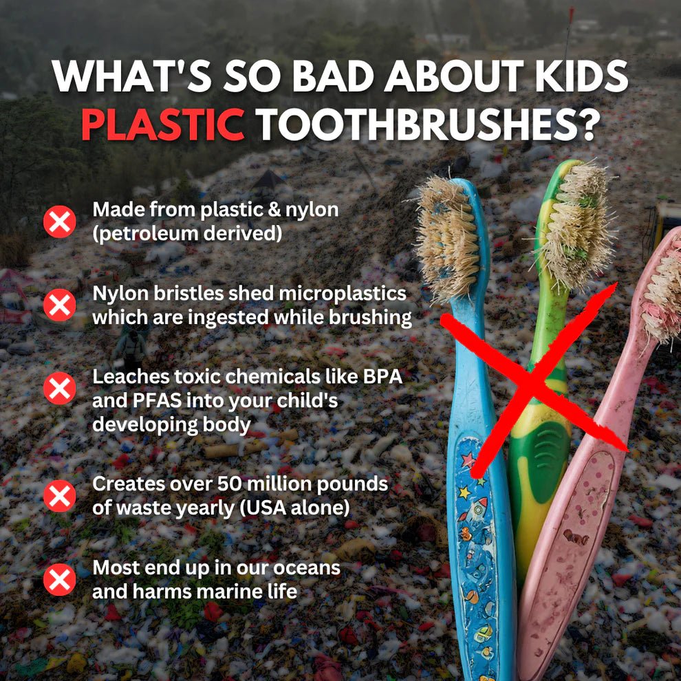 Kids Boar Bristle & Bamboo Toothbrush (4 Pack) - WellHaus