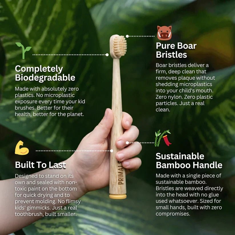 Kids Boar Bristle & Bamboo Toothbrush (4 Pack) - WellHaus