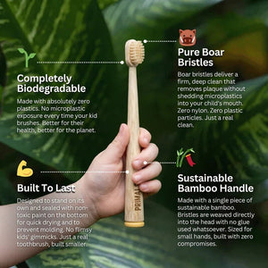 Kids Boar Bristle & Bamboo Toothbrush (4 Pack) - WellHaus