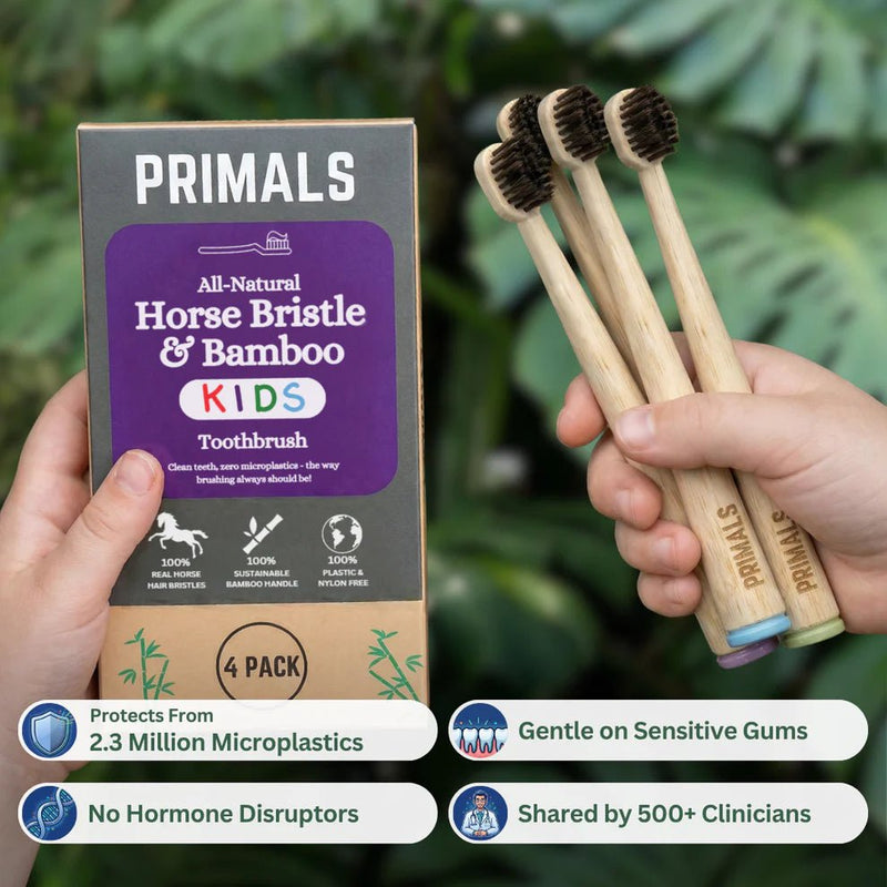 Kids Horse Bristle & Bamboo Toothbrush (4 Pack) - WellHaus