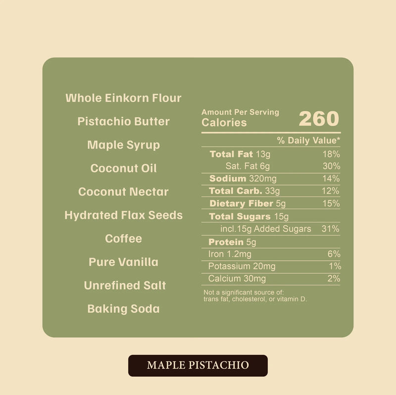 Nutrition Facts for Maple Pistachio Clean Cookie