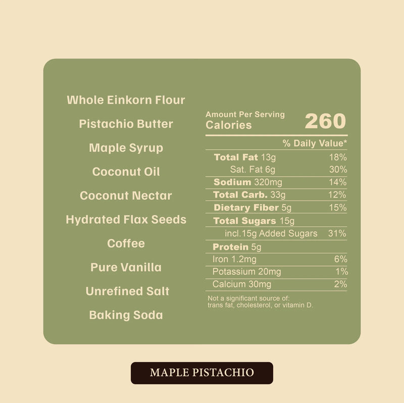 Nutrition Facts for Maple Pistachio Clean Cookie