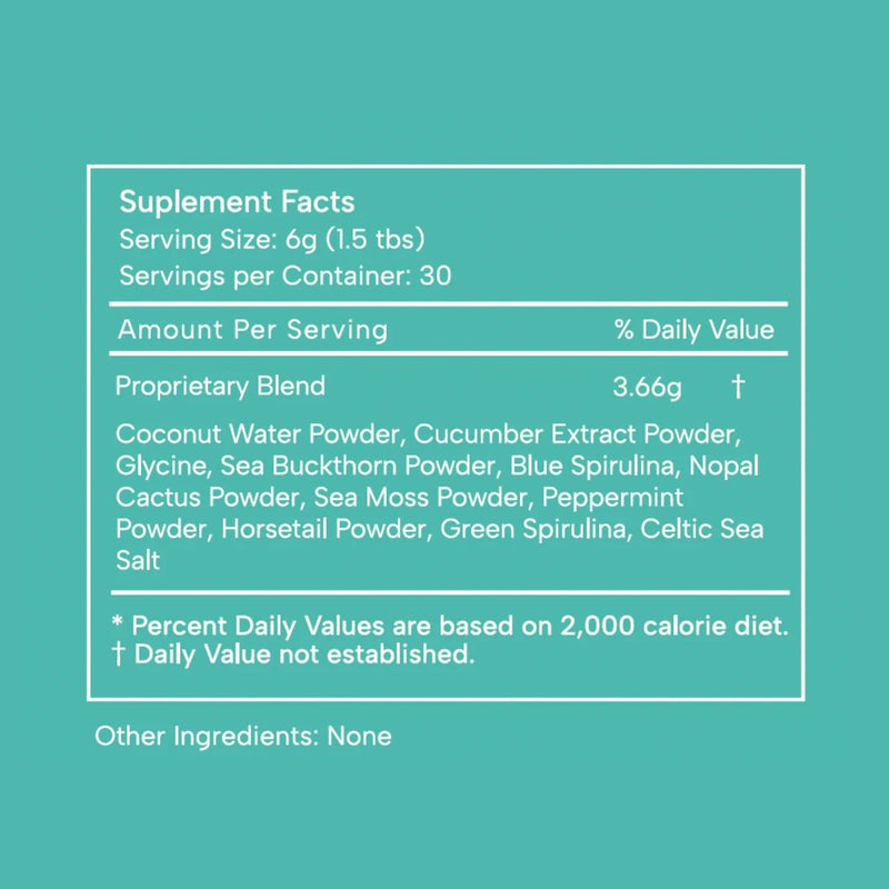 Nutrition Facts for Mermaid Water Herbal Electrolyte Mix