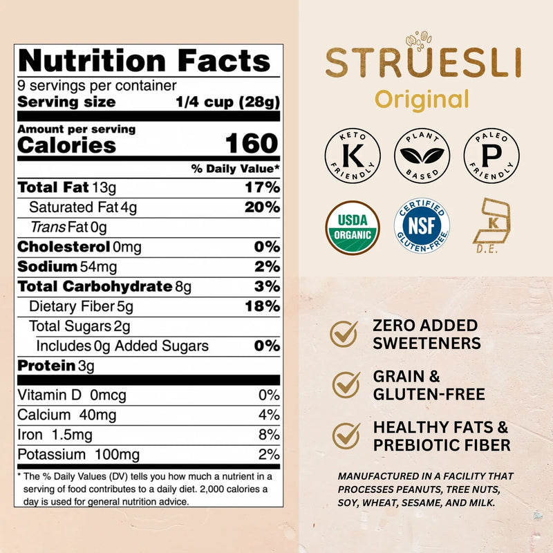 Nutrition Facts for Organic Granola | Original